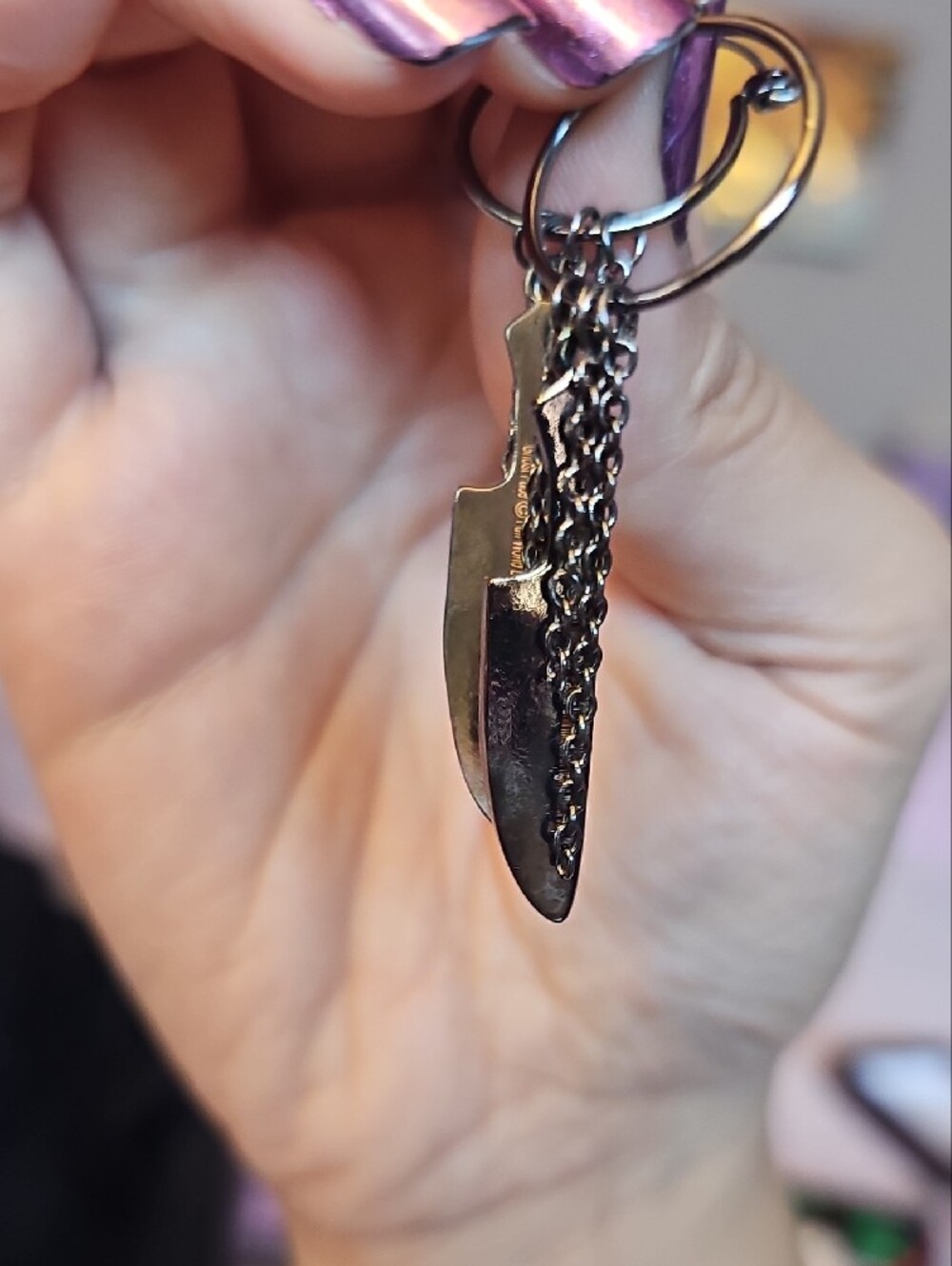 Scream Ghost Face Charm Hoop Earrings in Black and Silver - Picture 2 of 3